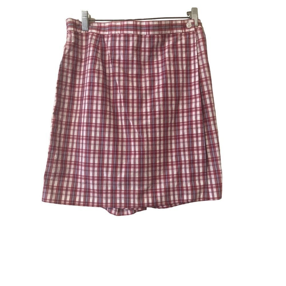 Charter Club Womens Size 12 Skorts Shorts Skirt Golf Tennis Red Plaid Cotton VGC